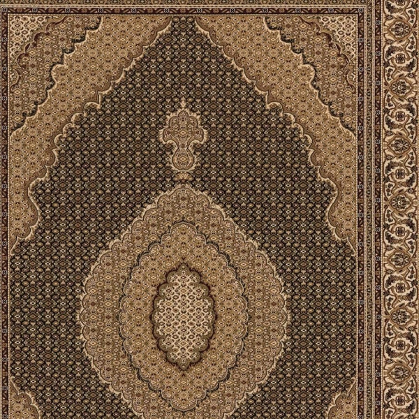 HomeRoots 10' Elegant Beige and Black Medallion Runner Rug - Perfect for Hallways, Durable and Stylish! 8x11 395351