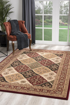 Homeroots 13' Runner Red And Beige Oriental Power Loom Runner Rug  Olefin 395354