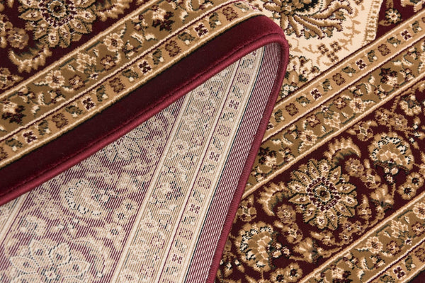 HomeRoots 10' Elegant Red and Beige Oriental Runner Rug - Durable, Abstract Design for Hallways and Entryways 2x8 395360