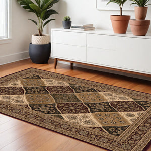 Homeroots 4' X 6' Red And Beige Oriental Power Loom Area Rug  Olefin 395369