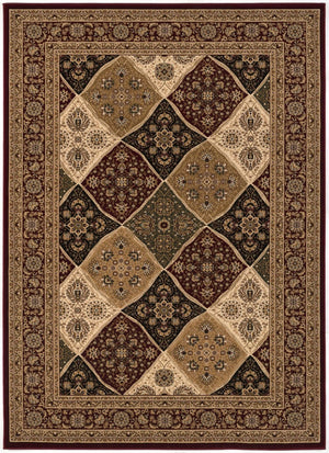 HomeRoots 10' Elegant Red and Beige Oriental Runner Rug - Durable, Abstract Design for Hallways and Entryways 7x10 395372