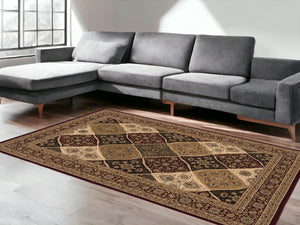 Homeroots 8' X 11' Red And Beige Oriental Power Loom Area Rug  Olefin 395374