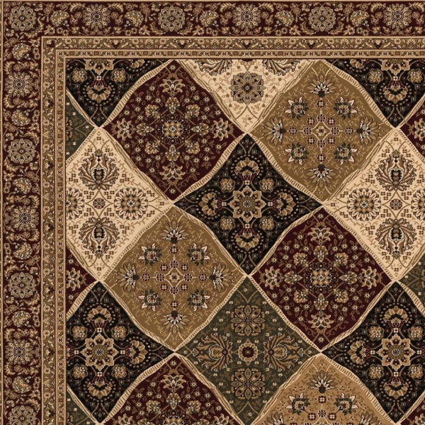 HomeRoots 10' Elegant Red and Beige Oriental Runner Rug - Durable, Abstract Design for Hallways and Entryways 8x11 395374