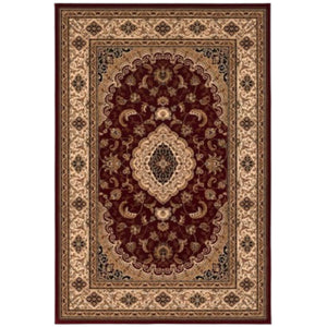 Homeroots 5' X 8' Red And Beige Floral Medallion Power Loom Area Rug  Olefin 395377