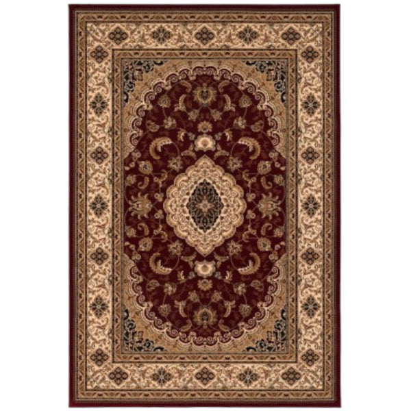 Homeroots 5' X 8' Red And Beige Floral Medallion Power Loom Area Rug  Olefin 395377