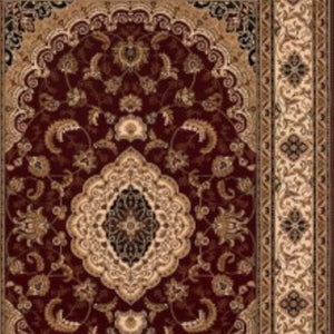 HomeRoots 4' Red and Beige Floral Medallion Area Rug - Elegant Power Loom Design for Stylish Home Décor 5' X 8' 395377