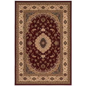 Homeroots 5' X 8' Red And Beige Floral Medallion Power Loom Area Rug  Olefin 395377
