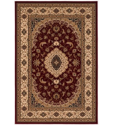 Homeroots 7' X 9' Red And Beige Floral Medallion Power Loom Area Rug  Olefin 395378