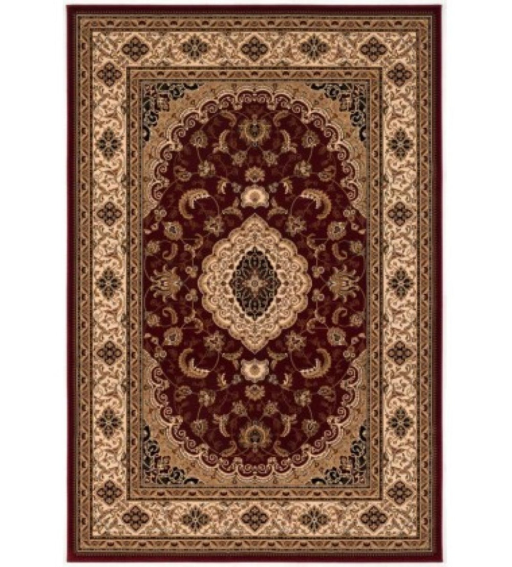 HomeRoots 4' Red and Beige Floral Medallion Area Rug - Elegant Power Loom Design for Stylish Home Décor 8' X 11' 395380