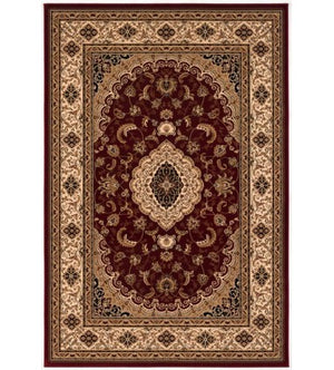 Homeroots 8' X 11' Red And Beige Floral Medallion Power Loom Area Rug  Olefin 395380