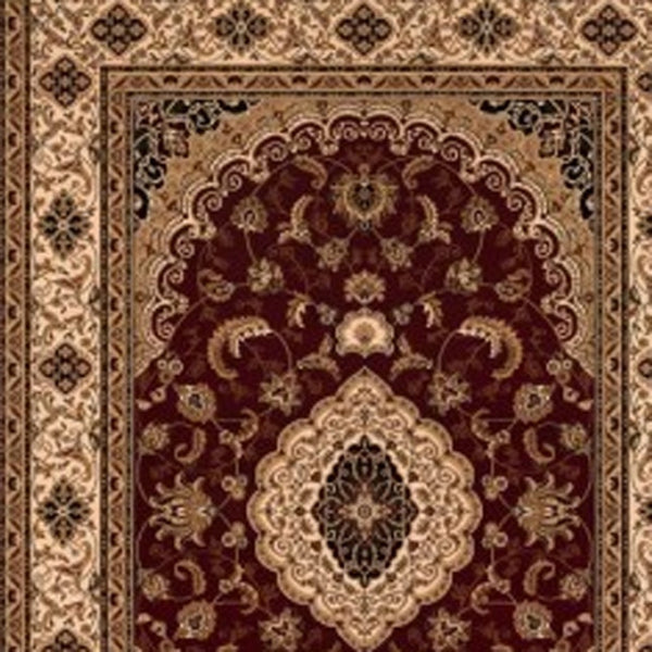 HomeRoots 4' Red and Beige Floral Medallion Area Rug - Elegant Power Loom Design for Stylish Home Décor 8' X 11' 395380