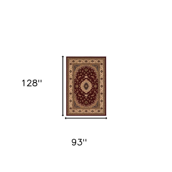 HomeRoots 4' Red and Beige Floral Medallion Area Rug - Elegant Power Loom Design for Stylish Home Décor 8' X 11' 395380