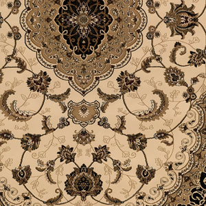 Homeroots 5' Cream Round Oriental Power Loom Area Rug  Olefin 395382