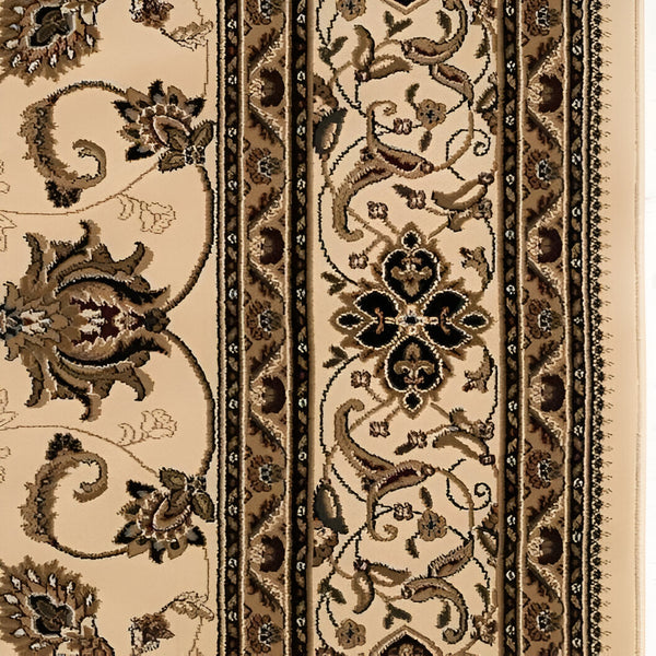 Homeroots 5' Cream Round Oriental Power Loom Area Rug  Olefin 395382