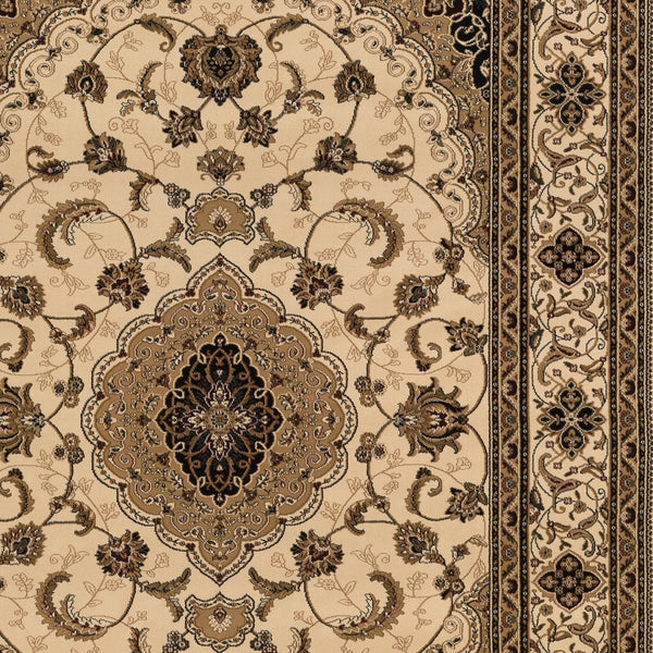 Homeroots 7' X 9' Beige And Black Floral Medallion Power Loom Area Rug  Olefin 395384