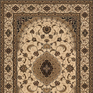 Homeroots 7' X 9' Beige And Black Floral Medallion Power Loom Area Rug  Olefin 395384