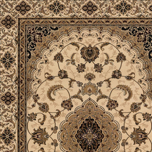 Homeroots 8' X 11' Beige And Black Floral Medallion Power Loom Area Rug  Olefin 395386