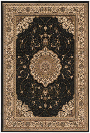 Homeroots 15' Runner Beige And Black Medallion Power Loom Runner Rug  Olefin 395390