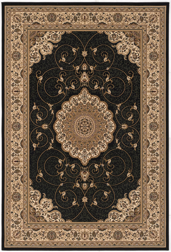 Homeroots 20' Runner Beige And Black Medallion Power Loom Runner Rug  Olefin 395391