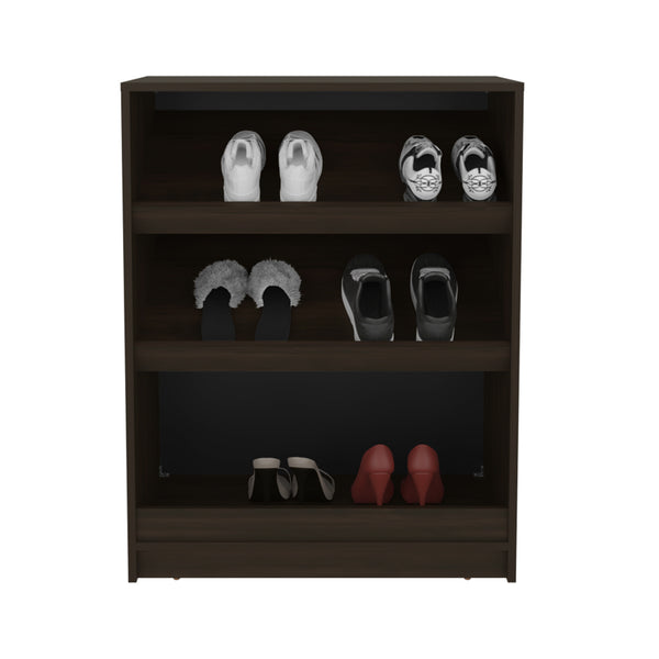 English Elm Gillham 3-Tier Shoe Rack in Black – Angled Shelves, Engineered Wood, Ventilated Display Storage (98) B092P315575