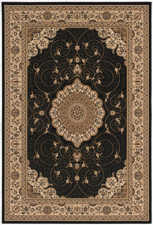 HomeRoots 10' Elegant Beige and Black Medallion Runner Rug - Timeless Style for Hallways and Narrow Spaces 8x11 395409
