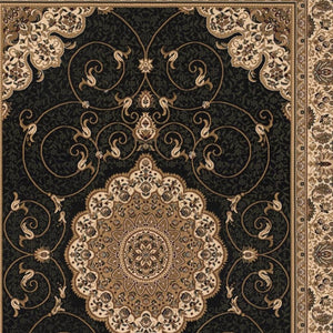 HomeRoots 10' Elegant Beige and Black Medallion Runner Rug - Timeless Style for Hallways and Narrow Spaces 8x11 395409