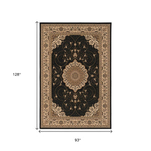 HomeRoots 10' Elegant Beige and Black Medallion Runner Rug - Timeless Style for Hallways and Narrow Spaces 8x11 395409
