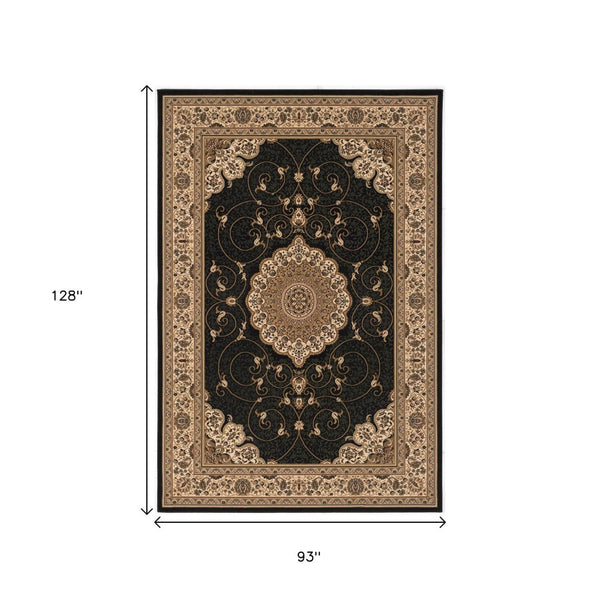 HomeRoots 10' Elegant Beige and Black Medallion Runner Rug - Timeless Style for Hallways and Narrow Spaces 8x11 395409