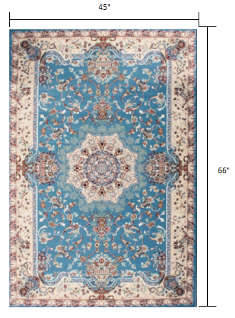Homeroots 4' X 6' Blue And Ivory Oriental Power Loom Area Rug  Olefin 395410