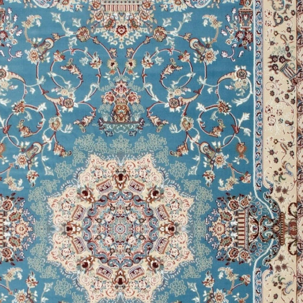 HomeRoots 4' Elegant Blue and Ivory Oriental Power Loom Area Rug for Timeless Home Décor and Comfort 5' X 8' 395412