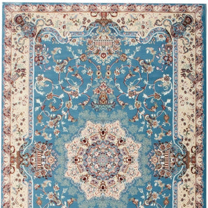 HomeRoots 4' Elegant Blue and Ivory Oriental Power Loom Area Rug for Timeless Home Décor and Comfort 5' X 8' 395412