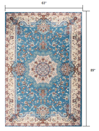 Homeroots 5' X 8' Blue And Ivory Oriental Power Loom Area Rug  Olefin 395412