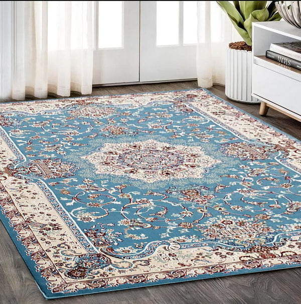 Homeroots 5' X 8' Blue And Ivory Oriental Power Loom Area Rug  Olefin 395412