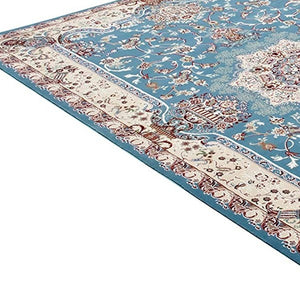 Homeroots 7' X 9' Blue And Ivory Oriental Power Loom Area Rug  Olefin 395413
