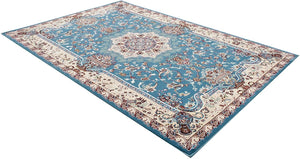 Homeroots 7' X 9' Blue And Ivory Oriental Power Loom Area Rug  Olefin 395413