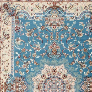 HomeRoots 4' Elegant Blue and Ivory Oriental Power Loom Area Rug for Timeless Home Décor and Comfort 8' X 11' 395415