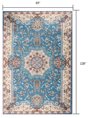 Homeroots 8' X 11' Blue And Ivory Oriental Power Loom Area Rug  Olefin 395415