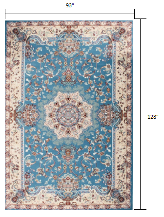 Homeroots 8' X 11' Blue And Ivory Oriental Power Loom Area Rug  Olefin 395415