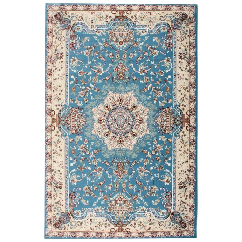 HomeRoots 4' Elegant Blue and Ivory Oriental Power Loom Area Rug for Timeless Home Décor and Comfort 8' X 11' 395415