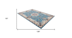 Homeroots 8' X 11' Blue And Ivory Oriental Power Loom Area Rug  Olefin 395415