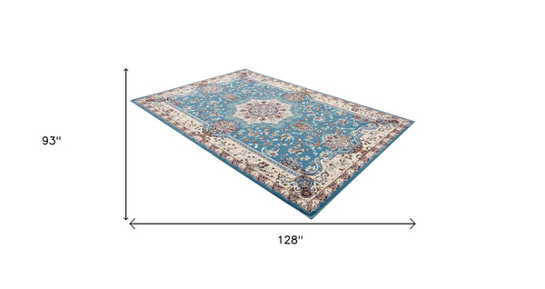 Homeroots 8' X 11' Blue And Ivory Oriental Power Loom Area Rug  Olefin 395415