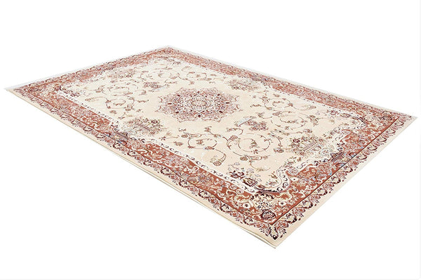 Homeroots 4' X 6' Orange And Ivory Oriental Power Loom Area Rug  Olefin 395416