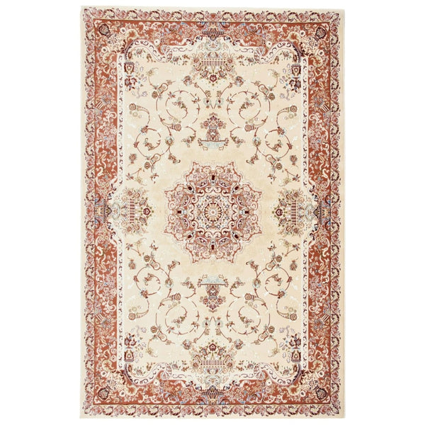 HomeRoots 4' Vibrant Orange and Ivory Oriental Area Rug - Durable Power Loom Design for Timeless Elegance 4' X 6' 395416
