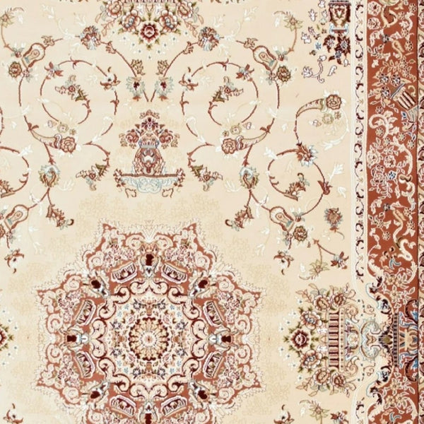 HomeRoots 4' Vibrant Orange and Ivory Oriental Area Rug - Durable Power Loom Design for Timeless Elegance 5' X 8' 395418