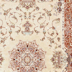 HomeRoots 4' Vibrant Orange and Ivory Oriental Area Rug - Durable Power Loom Design for Timeless Elegance 7' X 9' 395419