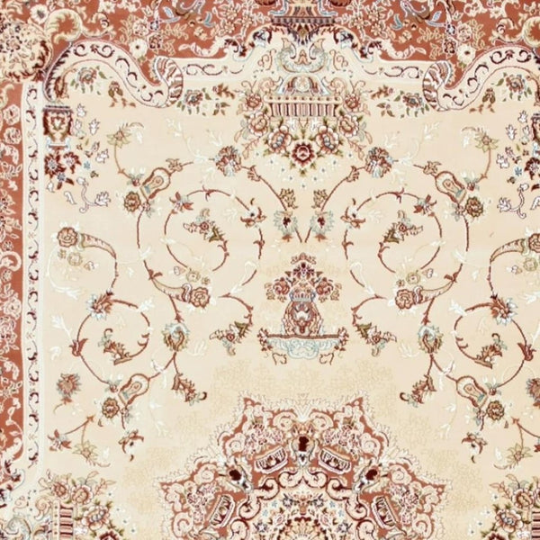 HomeRoots 4' Vibrant Orange and Ivory Oriental Area Rug - Durable Power Loom Design for Timeless Elegance 8' X 11' 395421