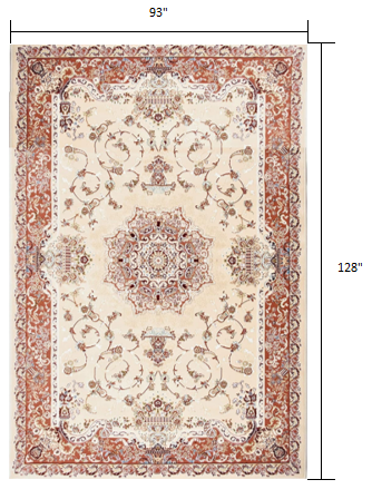 Homeroots 8' X 11' Orange And Ivory Oriental Power Loom Area Rug  Olefin 395421