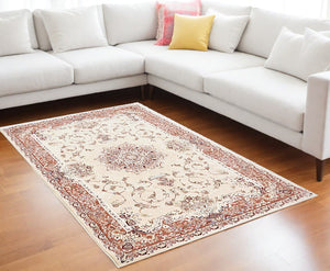 Homeroots 8' X 11' Orange And Ivory Oriental Power Loom Area Rug  Olefin 395421