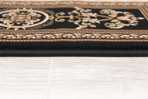 Homeroots 5' X 8' Beige And Black Oriental Power Loom Area Rug  Olefin 395424