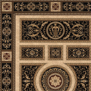 Homeroots 8' X 11' Beige And Black Oriental Power Loom Area Rug  Olefin 395427